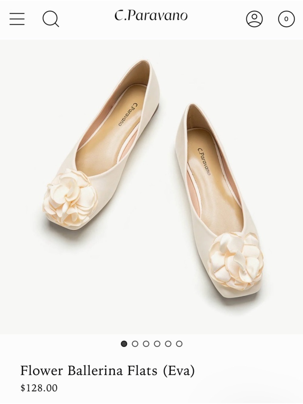 C. Padrino Ivory Floral Applique Ballet Flats - Women